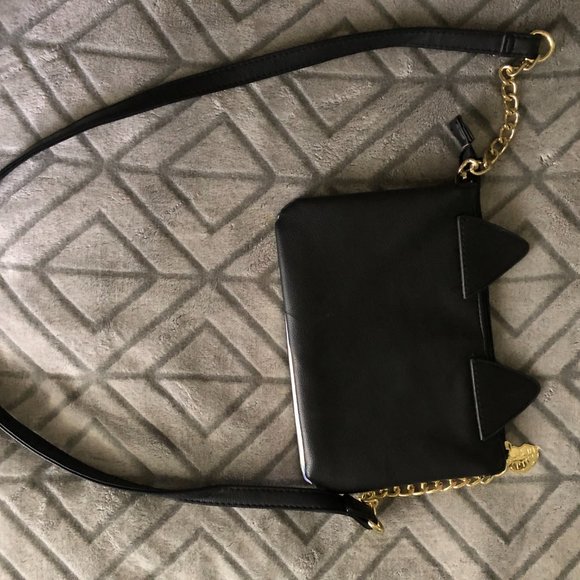 Betsy Johnson Cat's MEOW Purse Black with Strap - Picture 4 of 5